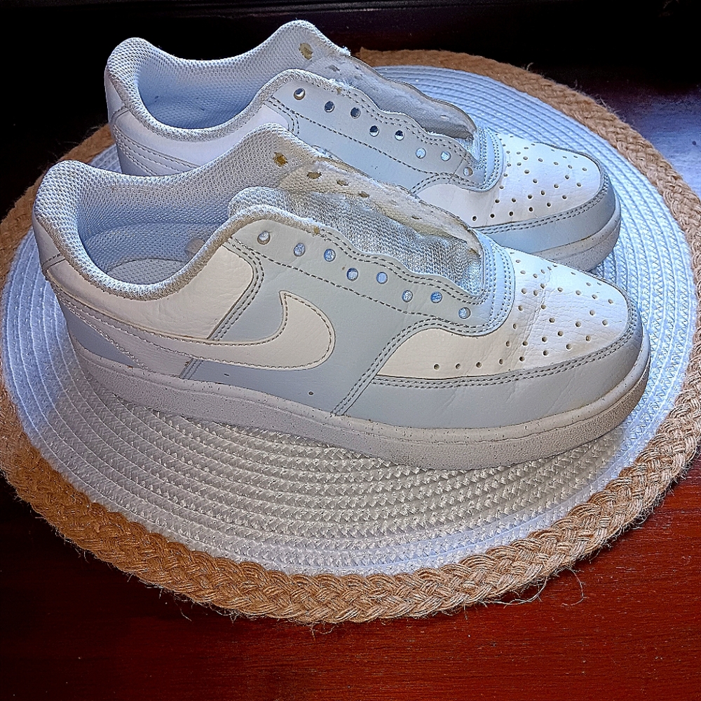 Nike White and Light Blue Athletic Shoes